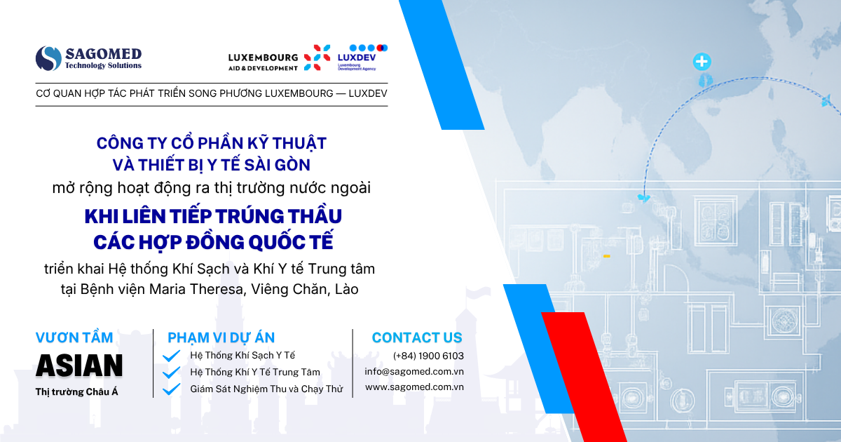 SAGOMED trúng thầu dự án quốc tế về Khí Sạch và Khí Y Tế Trung Tâm tại Lào