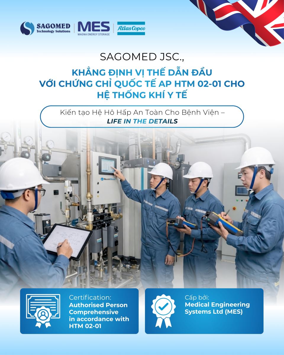 SAGOMED Khẳng Định Vị Thế Dẫn Đầu Với Chứng Chỉ Quốc Tế AP HTM 02-01 Cho Hệ Thống Khí Y Tế