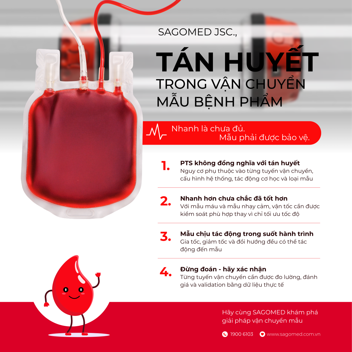 Tán huyết trong vận chuyển mẫu bằng hệ thống ống khí nén: Rủi ro và cách kiểm soát